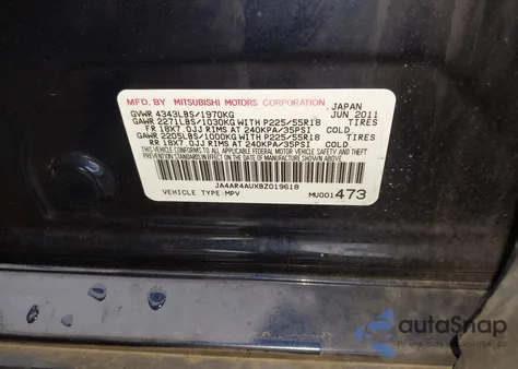 2011 Mitsubishi Outlander Sport Se from USA, damaged, VIN JA4AR4AUXBZ019618